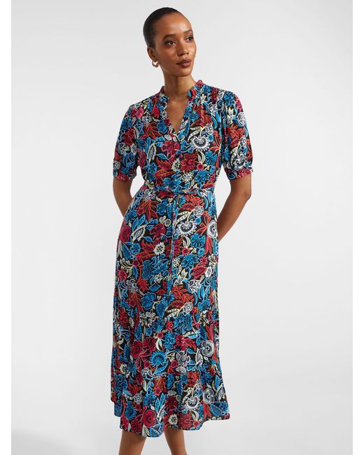 Hobbs Blue Sia Botanical Print Midi Dress