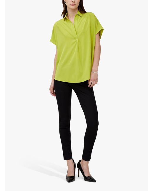 French Connection Yellow Short Sleeve Light Crepe Blouse
