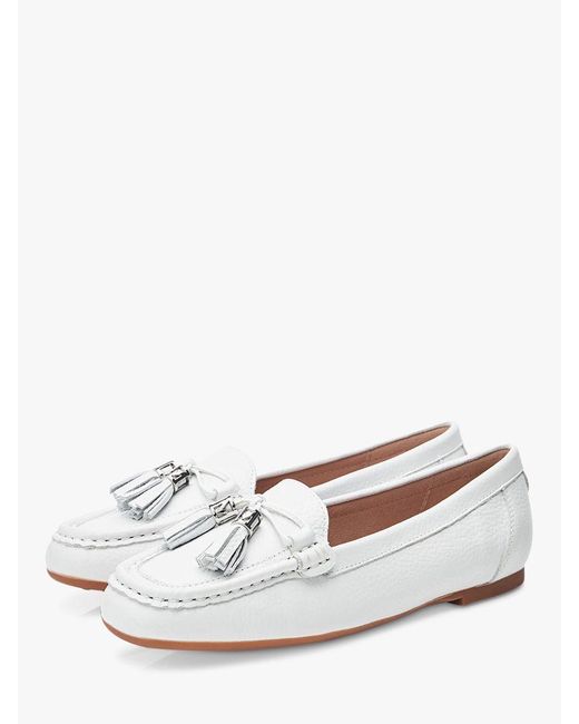 Moda In Pelle White Famina Leather Loafers