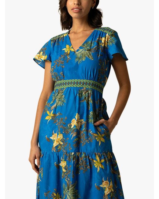 Raishma Blue Maggie Floral Maxi Dress