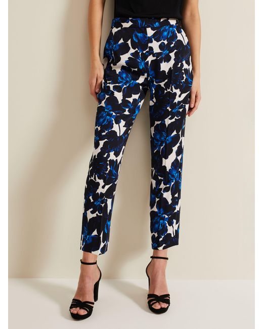 Phase Eight Blue Caddie Floral Cropped Tailored Trousers