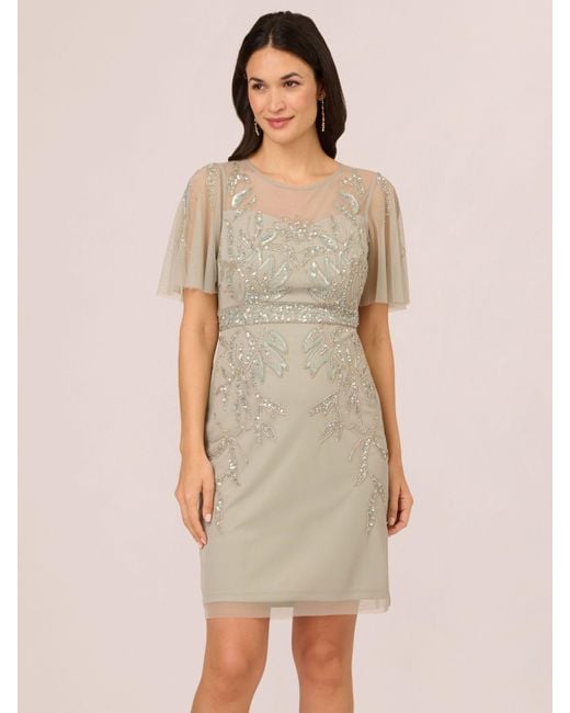 Adrianna Papell Natural Papell Studio Beaded Cocktail Dress