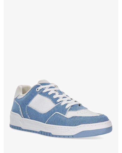 Dune Blue Tainted Leather Chunky Court Trainers for men