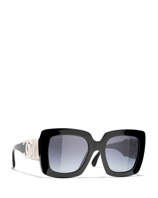 Chanel Rectangular Sunglasses Ch5474q Black/grey Gradient