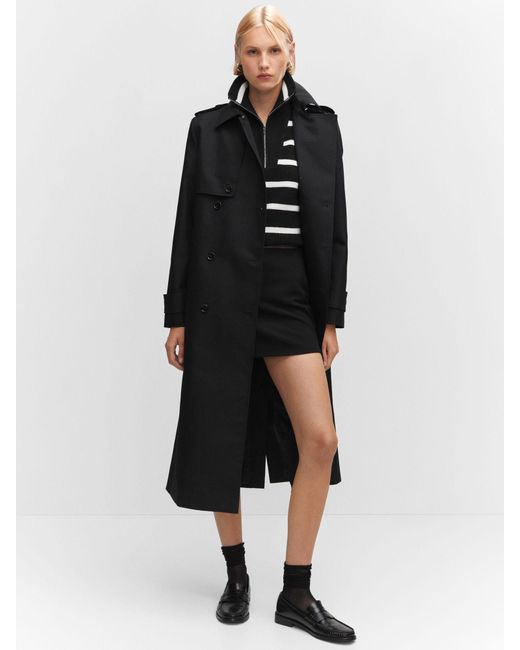 Mango Black Chicago Waterproof Double Breasted Trench Coat