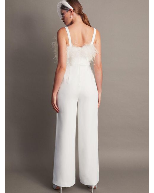 Monsoon Gray Diane Feather Bridal Jumpsuit Ivory