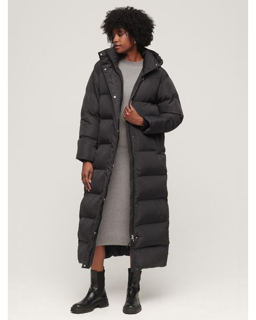 Superdry Black Maxi Hooded Puffer Coat