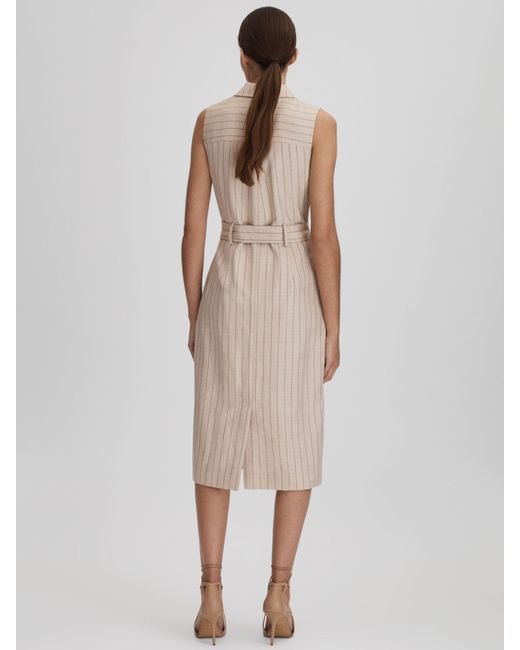 Reiss Natural Andie Wool Blend Pinstripe Sleeveless Blazer Dress