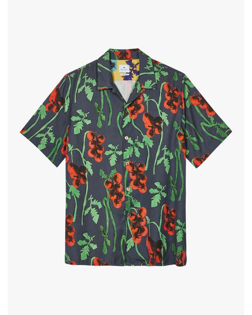 Paul Smith Green Short Sleeve Floral Shirt for men