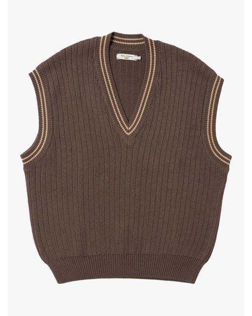 Nudie Jeans Brown Sverre Knitted Vest Jumper for men