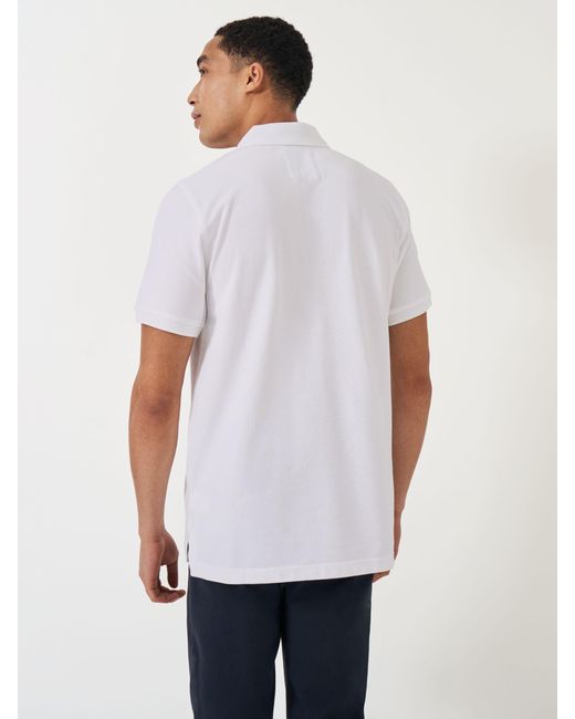 Crew White Classic Pique Polo Shirt for men