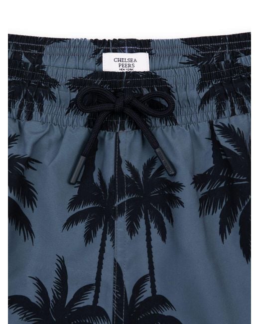 Chelsea Peers Blue Midnight Palm Print Swim Shorts for men