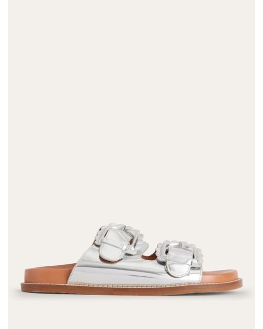 Boden White Double Buckle Sliders