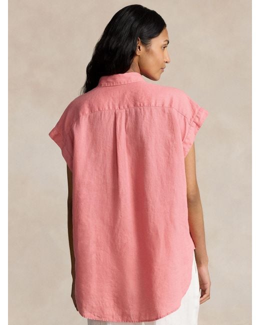 Ralph Lauren Pink Polo Linen Popover Shirt