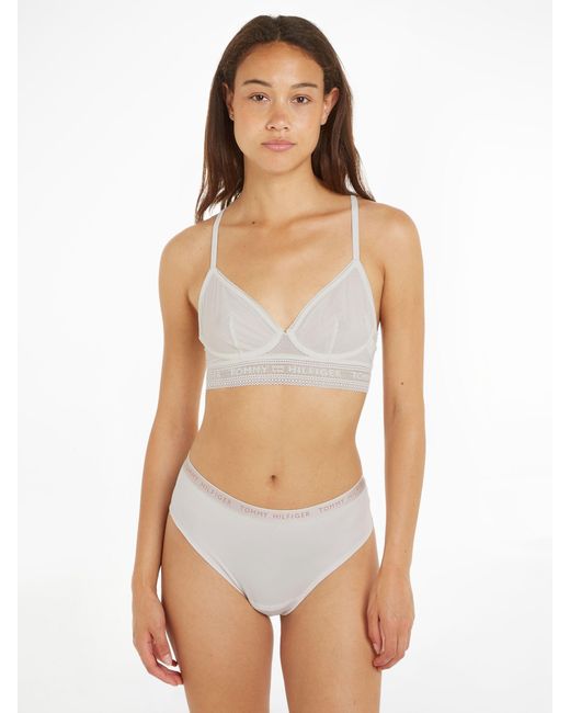 Tommy Hilfiger White Unlined Triangle Mesh Bra