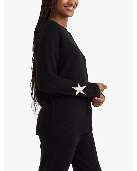 Chinti & Parker Black Wool And Cashmere Blend Star Slouchy Jumper