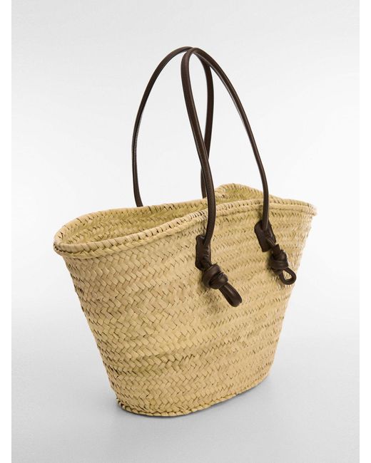 Mango Natural Sabina Large Woven Palm Leaf Basket Bag