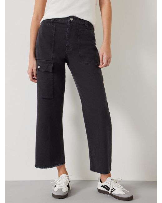Hush Blue Issy Cropped Cotton Trousers