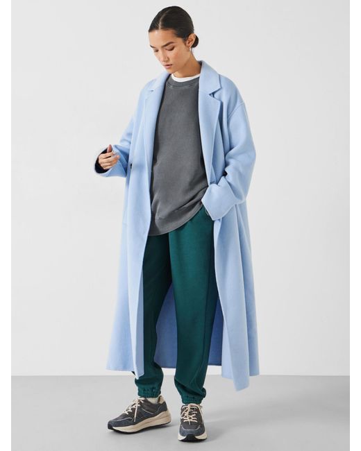 Hush Blue Iris Relaxed Double Faced Wool Blend Coat