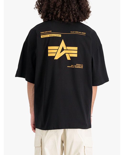 Alpha Industries Black Logo Crew Neck T-shirt for men