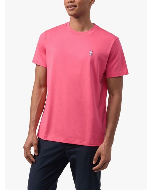 Psycho Bunny Pink Classic Crew Neck T-shirt for men