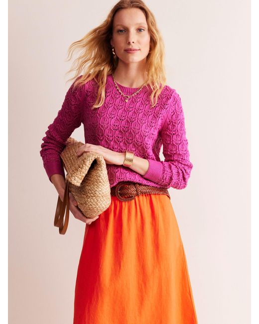 Boden Pink Crochet Knit Jumper