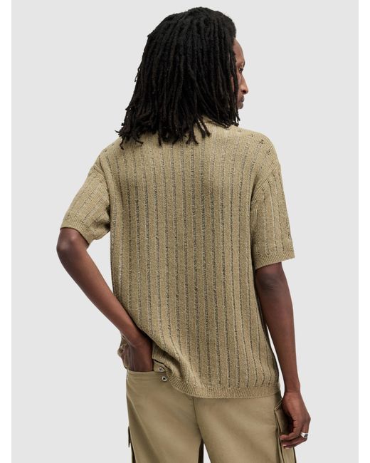 AllSaints Natural Miller Short Sleeve Polo Shirt for men