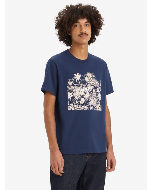 Levi's Blue Graphic Print Relaxed Fit Short Sleeve T-shirt for men