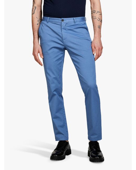 Sisley Blue Stretch Cotton Drill Chino Trousers for men