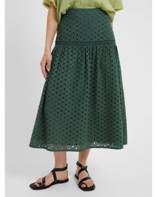 Great Plains Green Atol Embroidery Midi Skirt