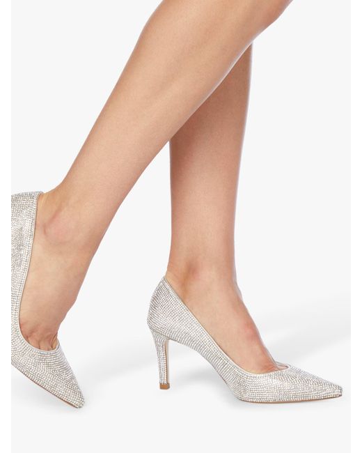 dune silver court shoes