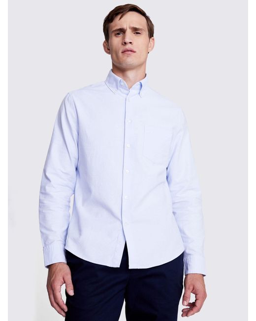 Moss Bros White Washed Oxford Shirt for men