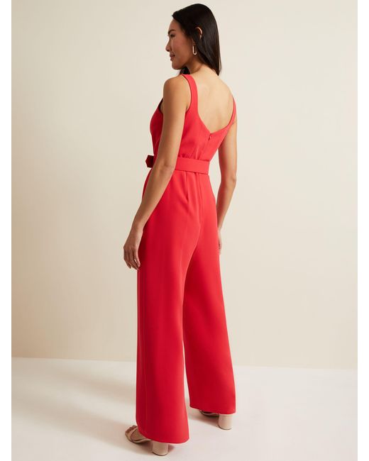 Phase Eight Red Charlize Belted Jumpsuit