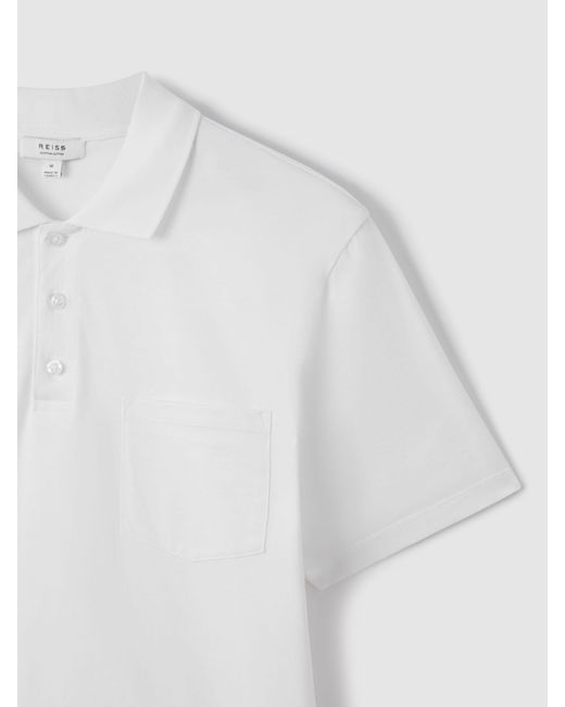Reiss White Austin Short Sleeve Cotton Polo Shirt for men