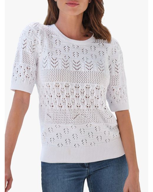 Pure Collection White Crochet Cotton Top