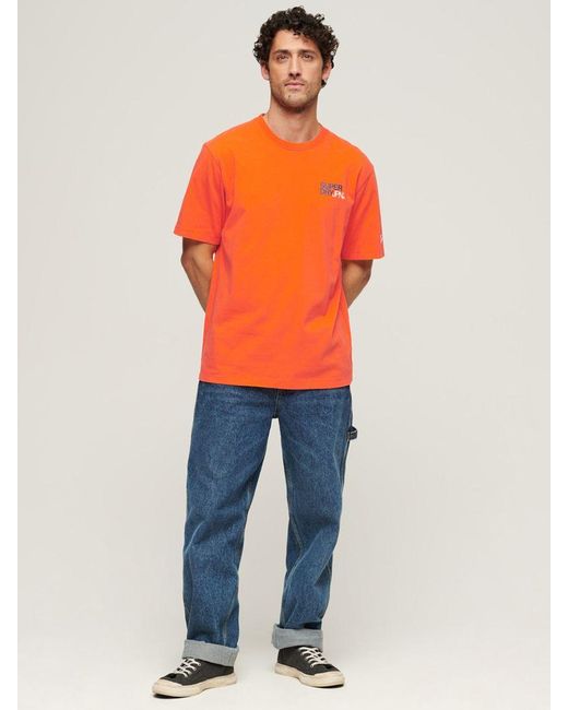 Superdry Orange Sportswear Logo Loose T-shirt for men