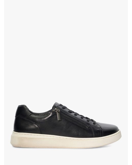 Dune Black Tribute Leather Zip Detail Trainers for men