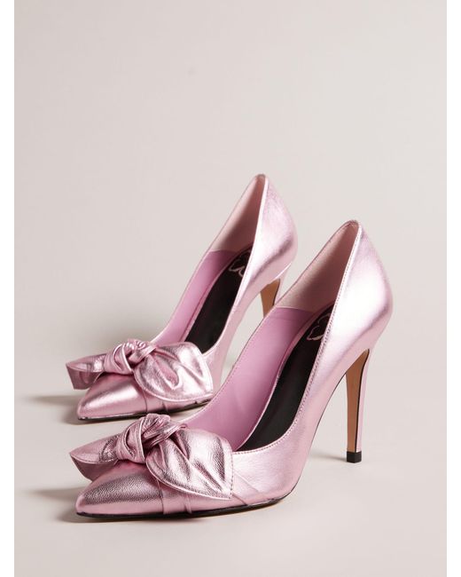 Ted Baker Pink Ryal Metallic Bow Court Shoes