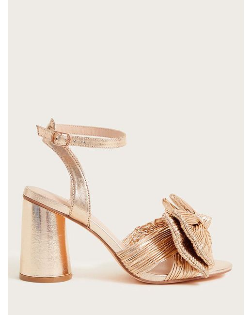 Monsoon Natural Shimmer Fabric Bow Sandals
