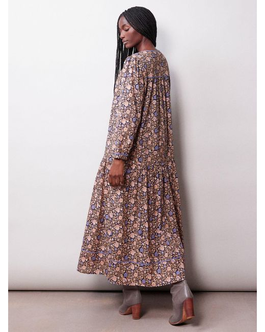 Albaray Brown Organic Cotton Boho Floral Dress