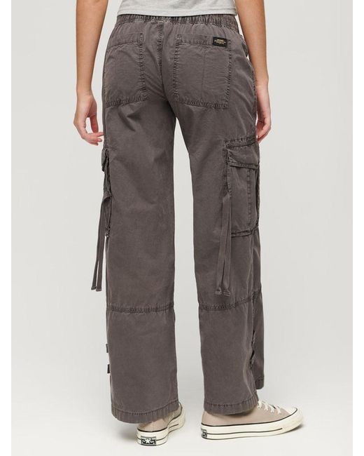 Superdry Gray Low Rise Wide Leg Cargo Pants