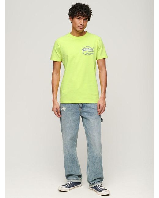 Superdry Green Neon Cotton T-shirt for men