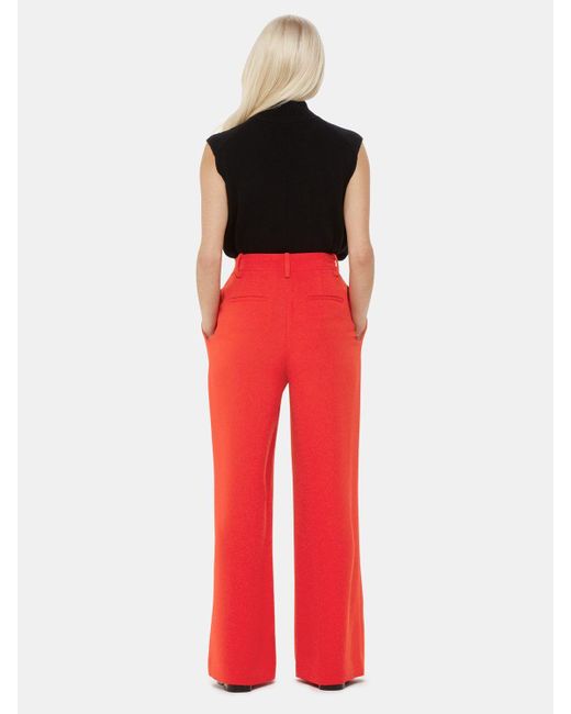Whistles Red Petite Harper Wide Leg Crepe Trousers