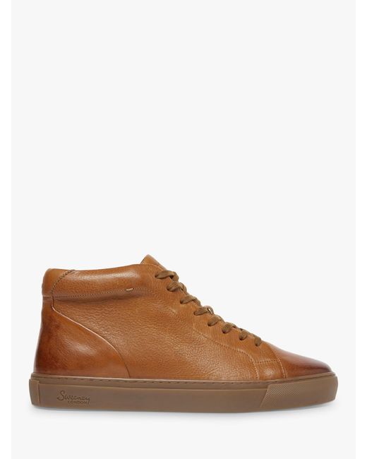 Oliver Sweeney Brown Laxey Leather Hi-top Trainers for men