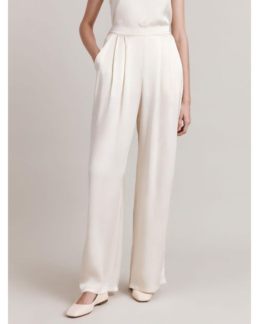 Ghost Natural Celine Straight Leg Sating Trousers