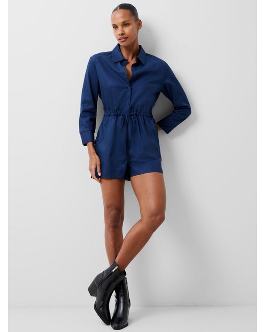French Connection Blue Bodie Shirt Playsuit