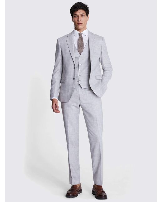Moss Bros White Slim Fit Wool Blend Suit Jacket for men