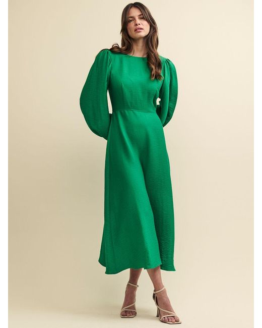 Nobody's Child Green Zora Long Sleeve Midi Dress