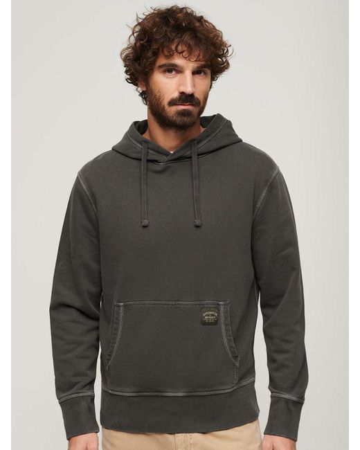 Superdry Gray Contrast Stitch Relaxed Hoodie for men