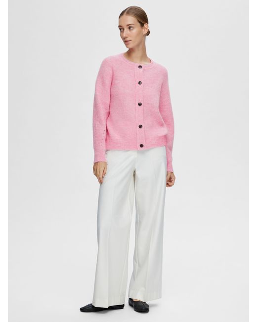 SELECTED Pink Raglan Sleeve Wool Blend Cardigan